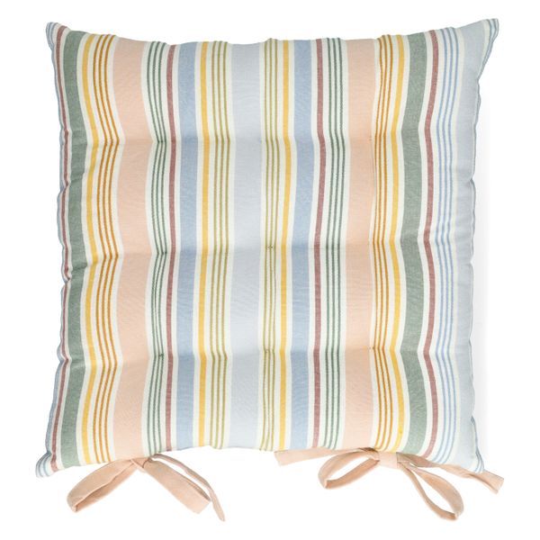Stoelkussen, bio-katoen, meerkleurig gestreept, 40 x 40 cm