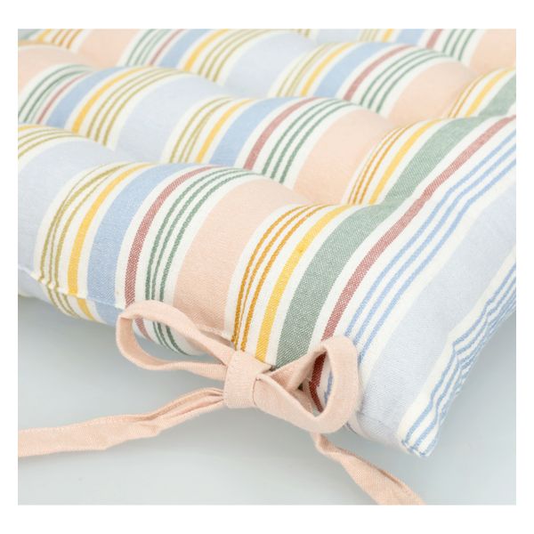 Stoelkussen, bio-katoen, meerkleurig gestreept, 40 x 40 cm