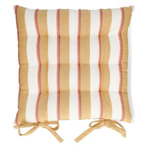 Stoelkussen, bio-katoen, okerkleurige streep, 40 x 40 cm Stoelkussen, bio-katoen, okerkleurige streep, 40 x 40 cm
