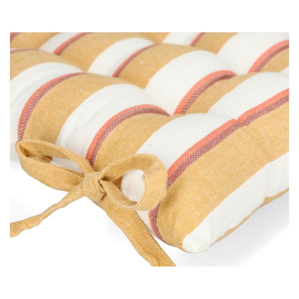 Stuhlkissen, Bio-Baumwolle, ockerfarbene Streifen, 40 x 40 cm