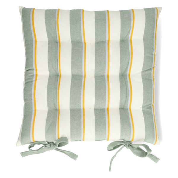 Stuhlkissen, Bio-Baumwolle, grün gestreift, 40 x40 cm