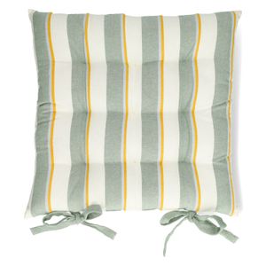Stoelkussen, bio-katoen, groen gestreept, 40 x40 cm Stoelkussen, bio-katoen, groen gestreept, 40 x40 cm