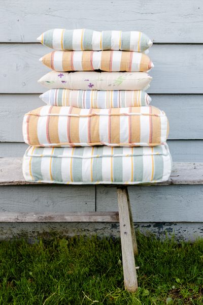 Stuhlkissen, Bio-Baumwolle, grün gestreift, 40 x40 cm