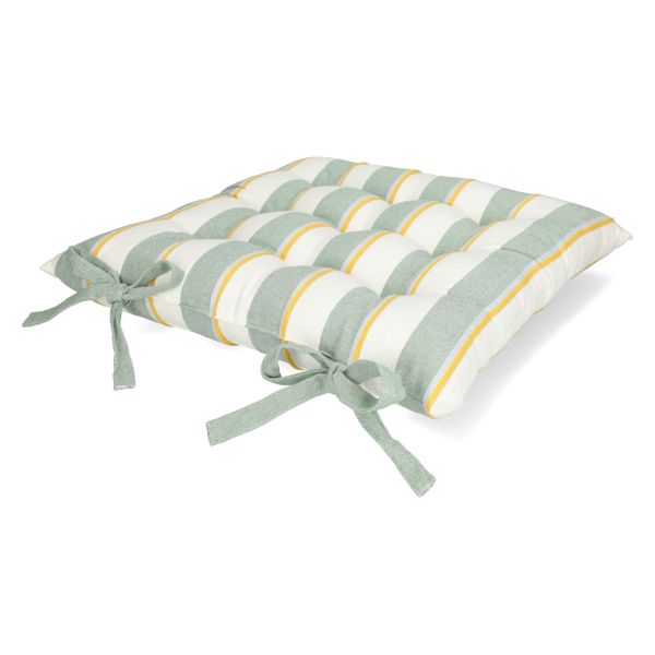 Stuhlkissen, Bio-Baumwolle, grün gestreift, 40 x40 cm