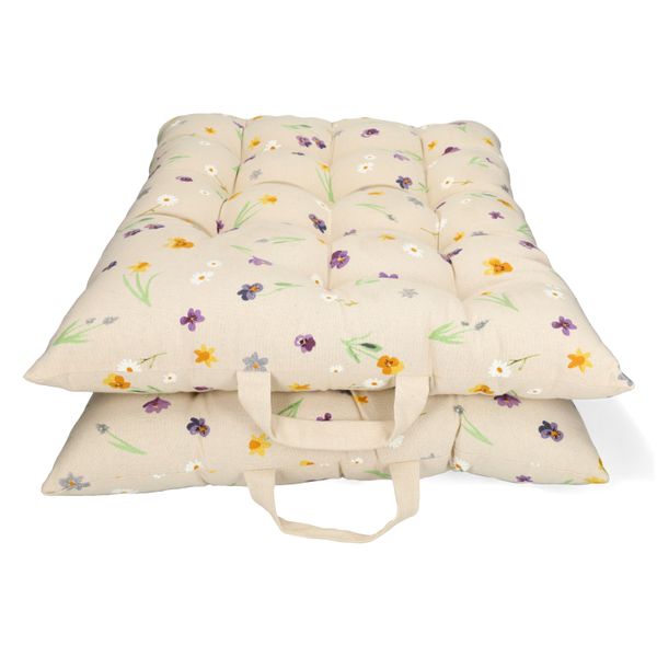 Bankkussen, bio-katoen, lentebloemen, 140 x 50 cm