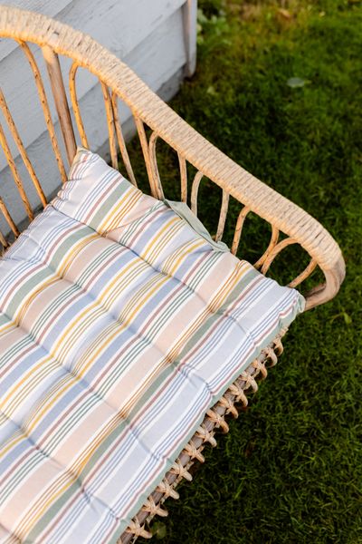 Bankauflagekissen, Bio-Baumwolle, bunt gestreift, 140 x 50 cm