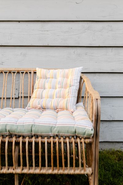 Bankauflagekissen, Bio-Baumwolle, bunt gestreift, 140 x 50 cm