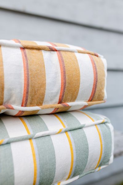 Sitzmatratze, Bio-Baumwolle, grün gestreift, 50 x 50 cm