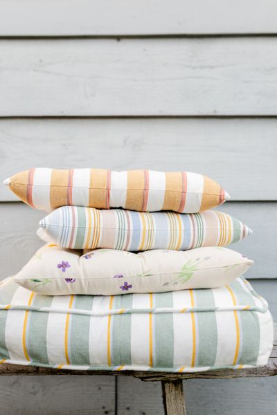 Sitzmatratze, Bio-Baumwolle, grün gestreift, 50 x 50 cm