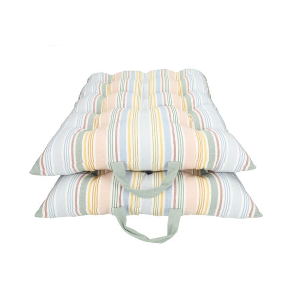 Sitzmatratze, Bio-Baumwolle, grün gestreift, 50 x 50 cm