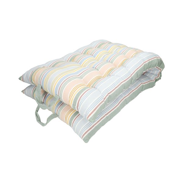Sitzmatratze, Bio-Baumwolle, grün gestreift, 50 x 50 cm