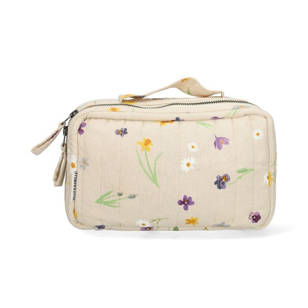 Toilettas, GOTS bio-katoen, lentebloemen, 26 x 16 x10 cm