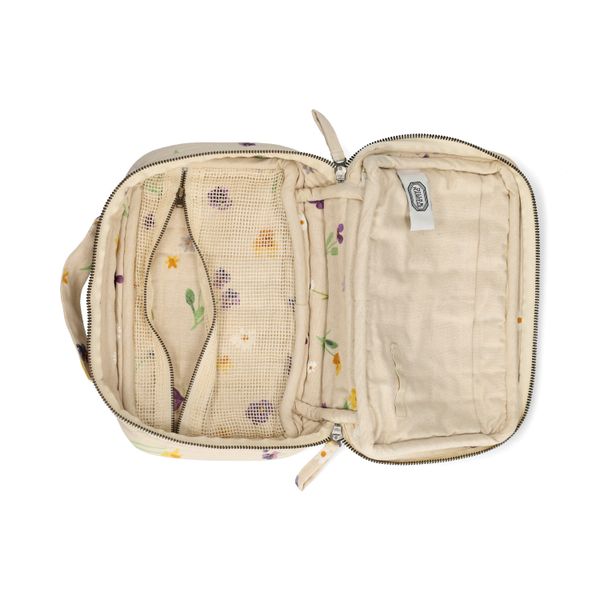 Toilettas, GOTS bio-katoen, lentebloemen, 26 x 16 x10 cm