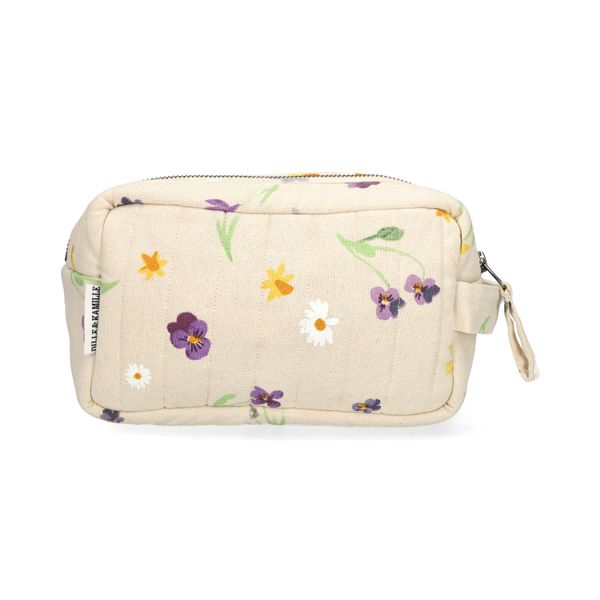 Toilettas, GOTS bio-katoen, lentebloemen, 20 x 12 x 9 cm