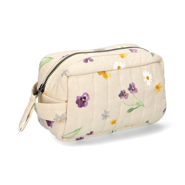 Toilettas, GOTS bio-katoen, lentebloemen, 20 x 12 x 9 cm