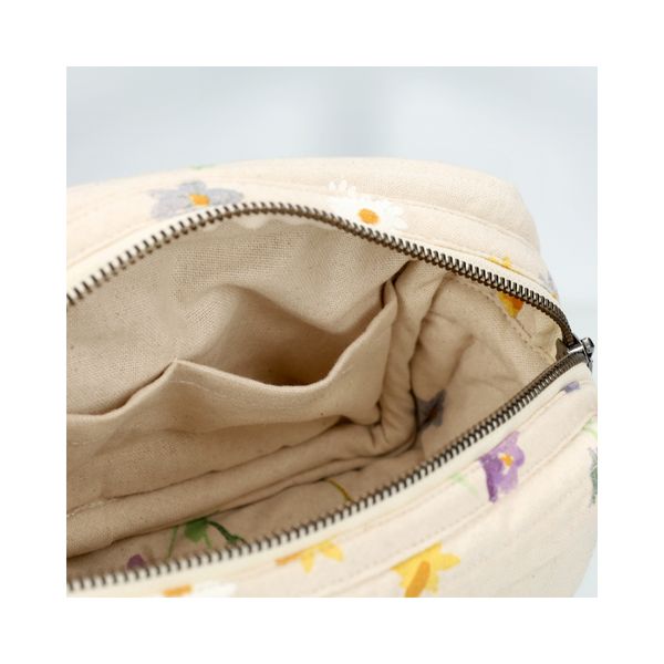 Toilettas, GOTS bio-katoen, lentebloemen, 20 x 12 x 9 cm