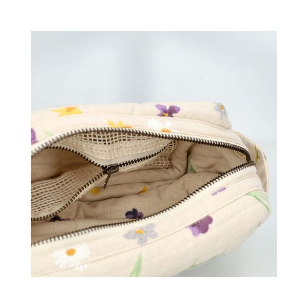Toilettas, GOTS bio-katoen, lentebloemen, 20 x 12 x 9 cm