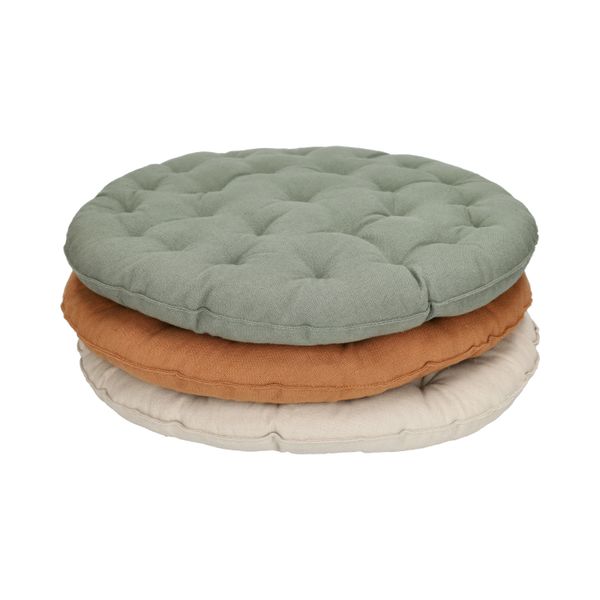 Stoelkussen, bio-katoen, tijmgroen, Ø40 cm