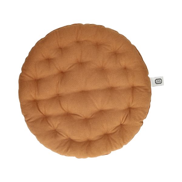 Stoelkussen, bio-katoen, amandelbruin,Ø40 cm