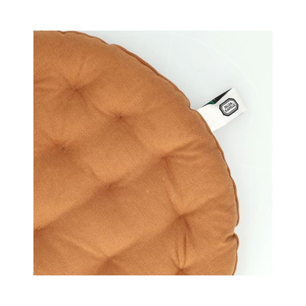 Stoelkussen, bio-katoen, amandelbruin, Ø40 cm
