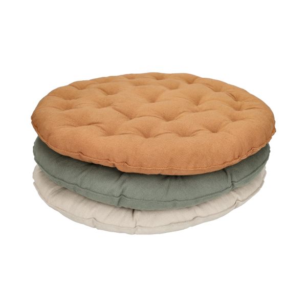 Stoelkussen, bio-katoen, amandelbruin, Ø40 cm