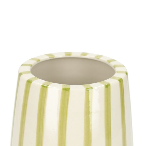 Vaas, steengoed, groen gestreept, Ø11 cm x 17 cm