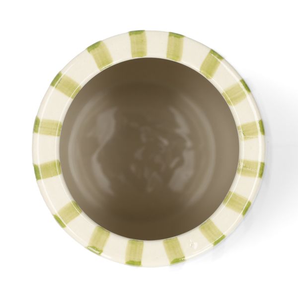 Vaas, steengoed, groen gestreept, Ø11 cm x 17 cm