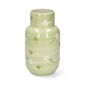 Vaas, steengoed, bloemen en klavers, Ø11 cm x 20 cm Vaas, steengoed, bloemen en klavers, Ø11 cm x 20 cm