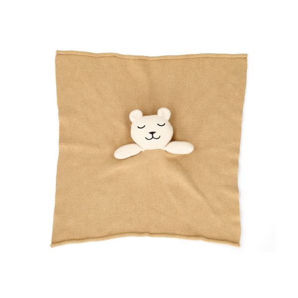 Knuffeldoekje, GOTS katoen, gebreid, beertje