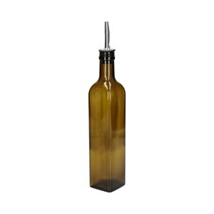 Olie/azijnfles, olijfgroen glas, vierkant, 500 ml