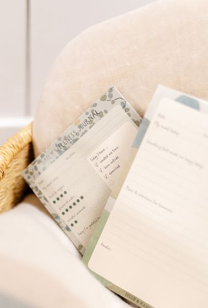 Daily wellness journal, papier, takjes met bladeren, A5