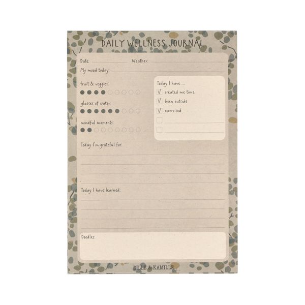 Daily wellness journal, papier, brindilles et feuilles, A5