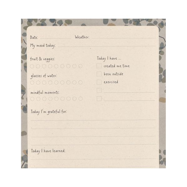 Daily wellness journal, papier, brindilles et feuilles, A5