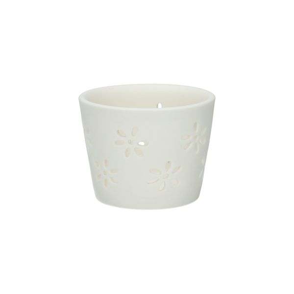 Waxinelichthouder, porselein, wit, Ø7 x 5,5 cm