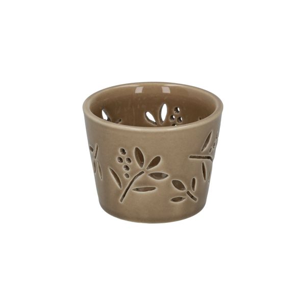 Waxinelichthouder, porselein, lichtbruin,Ø7 x 5,5 cm