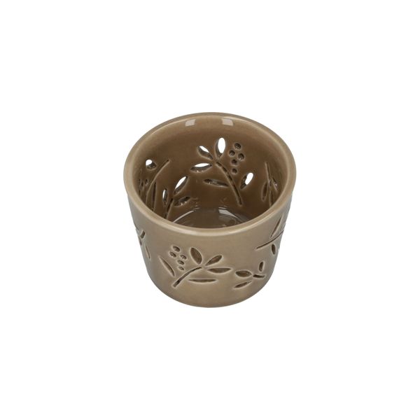 Waxinelichthouder, porselein, lichtbruin, Ø7 x 5,5 cm