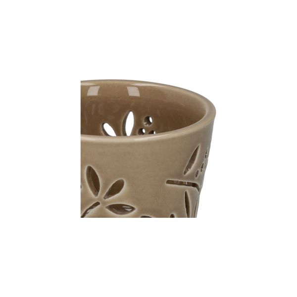 Waxinelichthouder, porselein, lichtbruin, Ø7 x 5,5 cm