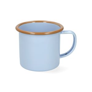 Tasse avec anse, émail, bleu clair/brun, Ø8 cm