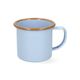 Becher mit Henkel, Emaille, hellblau/braun, Ø8 cm