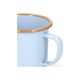 Becher mit Henkel, Emaille, hellblau/braun, Ø8 cm