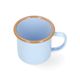 Becher mit Henkel, Emaille, hellblau/braun, Ø8 cm