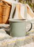 Tasse avec anse, émail, gris-vert/blanc, Ø8 cm