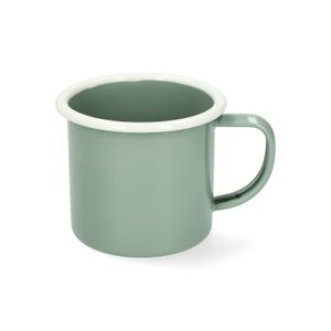 Tasse avec anse, émail, gris-vert/blanc, Ø8 cm