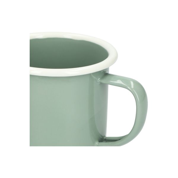 Tasse avec anse, émail, gris-vert/blanc, Ø8 cm