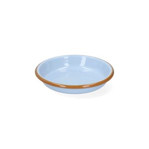 Bord diep, emaille, lichtblauw/bruin, Ø14 cm
