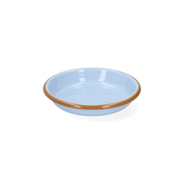 Bord diep, emaille, lichtblauw/bruin, Ø14 cm
