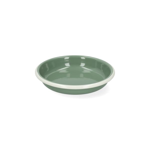 Bord diep, emaille, grijsgroen/wit, Ø14 cm