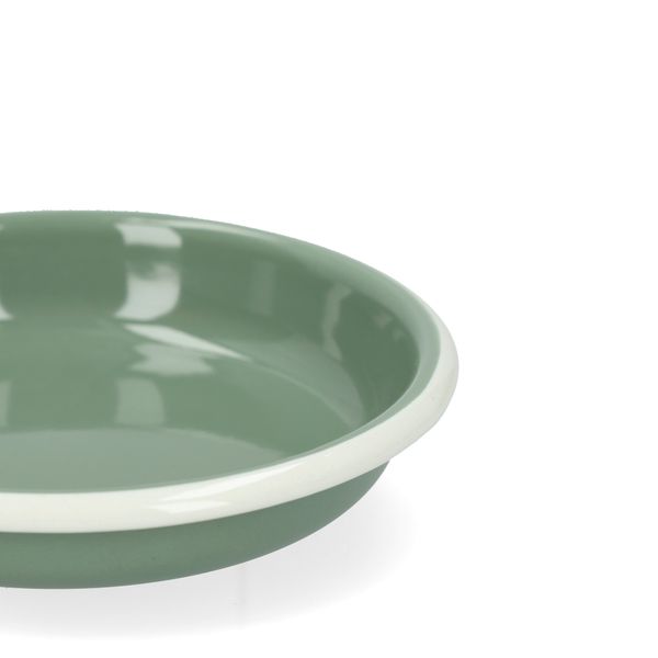 Bord diep, emaille, grijsgroen/wit, Ø14 cm