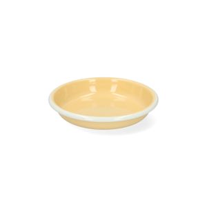 Bord diep, emaille, lichtgeel/wit, Ø14 cm 