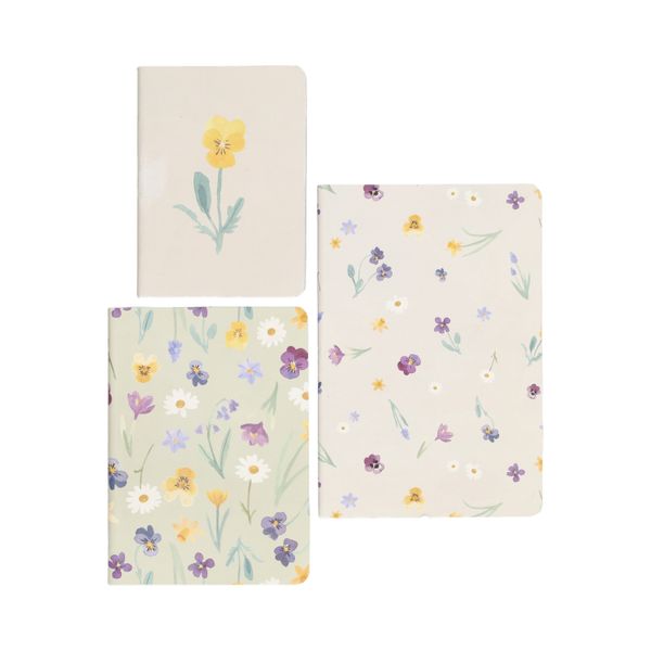 Ensemble de 3 cahiers, fleurs de printemps